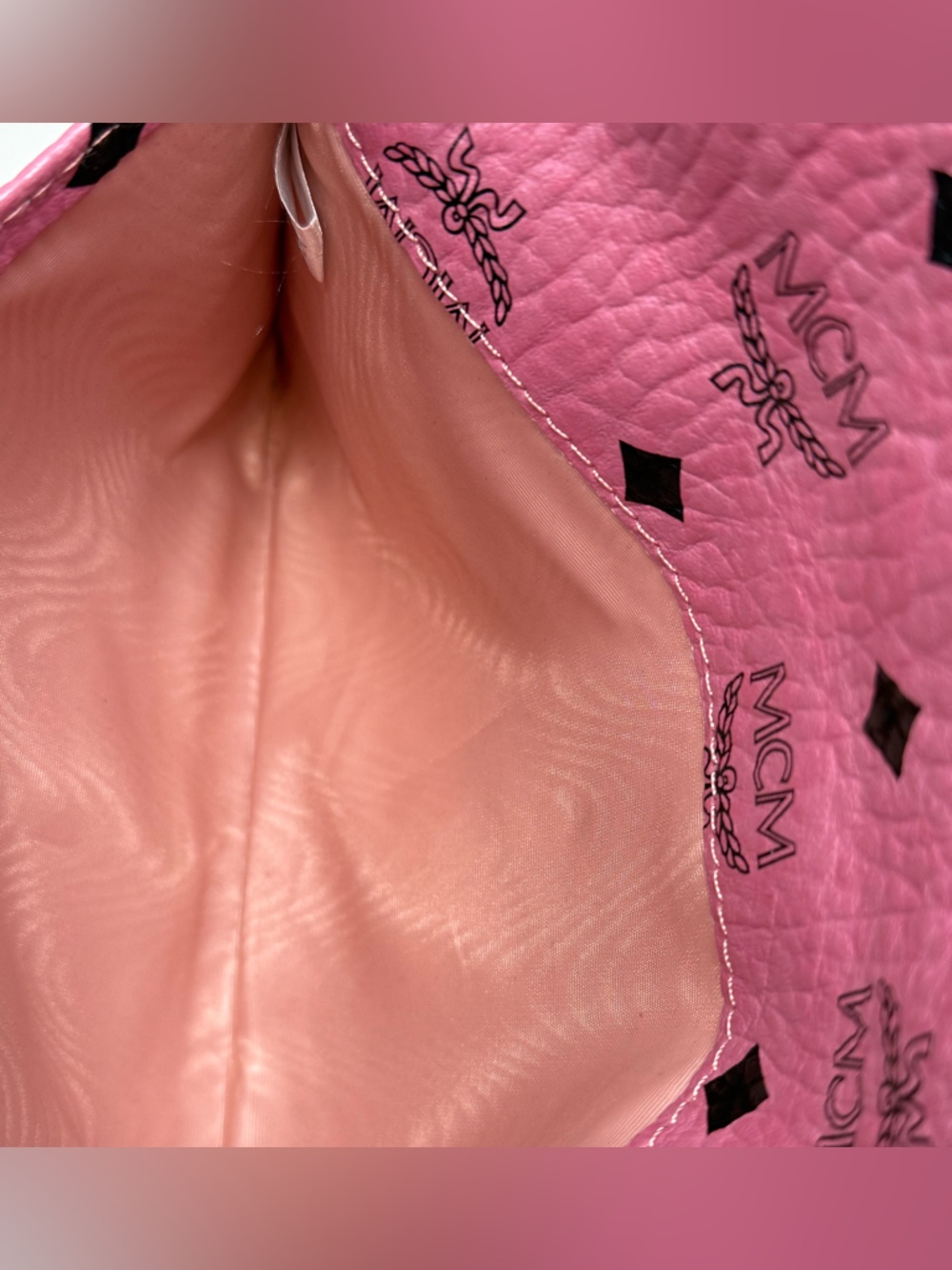 MCM Pink Visetos Envelope Clutch/Pouch - Picture 6 of 16